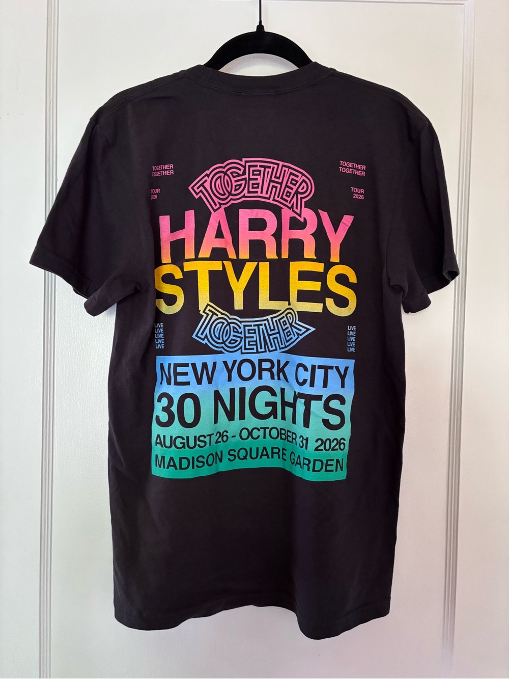 Harry Styles 'Together' Tour Black Graphic Tee - MSG exclusive, size small